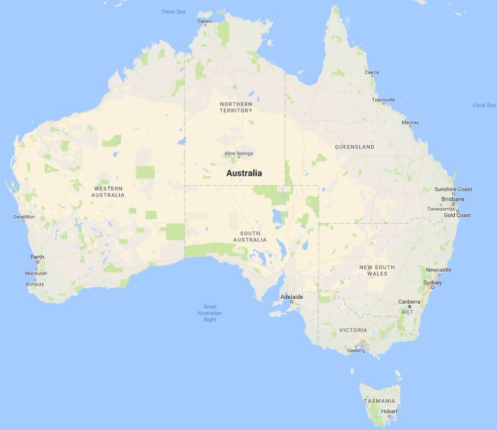 Kort over vidunderlige Australien